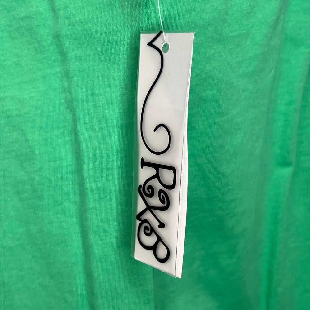 RXB Embroidered Cotton Shirt Flowy Boho Green Medium M 3/4 Quarter Sleeve NWT - Picture 4 of 9